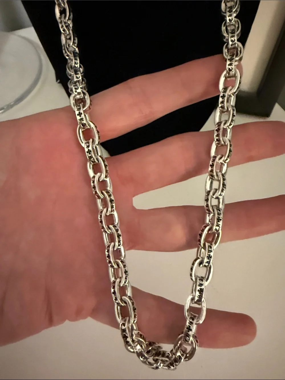 Chrome Hearts Polished Silver Oval-Link Necklace